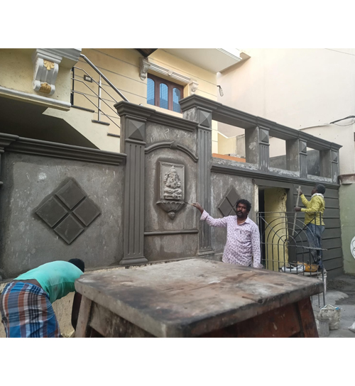 Building Cement Elevation Work in Chennai,Building Cement Artist Work in Chennai,Building Cement Design Work in Chennai,Temple and Pillar Border Work in Chennai