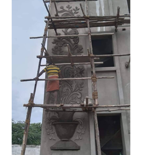 Building Cement Elevation Work in Chennai,Building Cement Artist Work in Chennai,Building Cement Design Work in Chennai,Temple and Pillar Border Work in Chennai